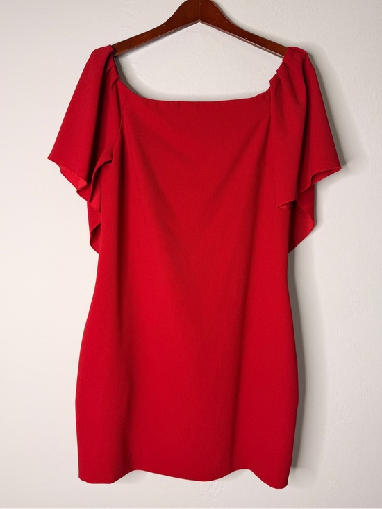 Trina Turk Dresses & Skirts - Trina Turk Zeal Off Shoulder Ruffle Mini Dress Ruby Rose Size 4 With Pockets